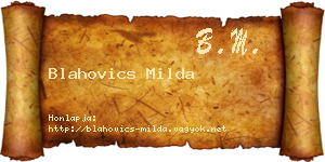 Blahovics Milda névjegykártya